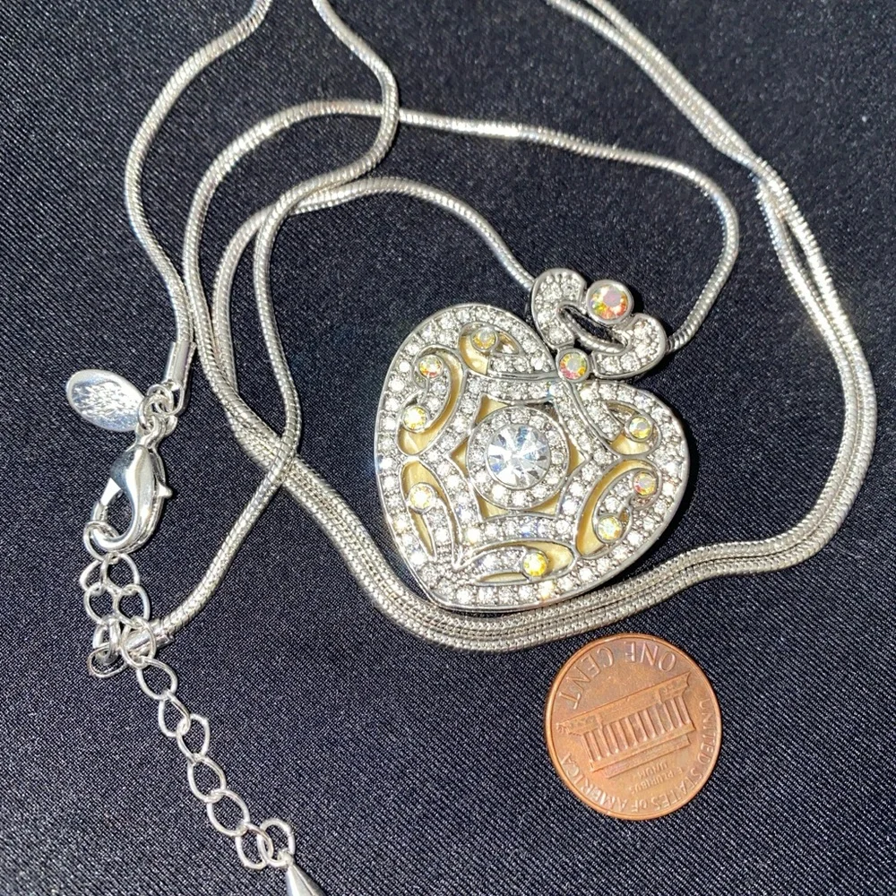 Kirks Folly Heart Locket Necklace Rhinestones I REMEMBER YOU BY HEART - Picture 6 of 9